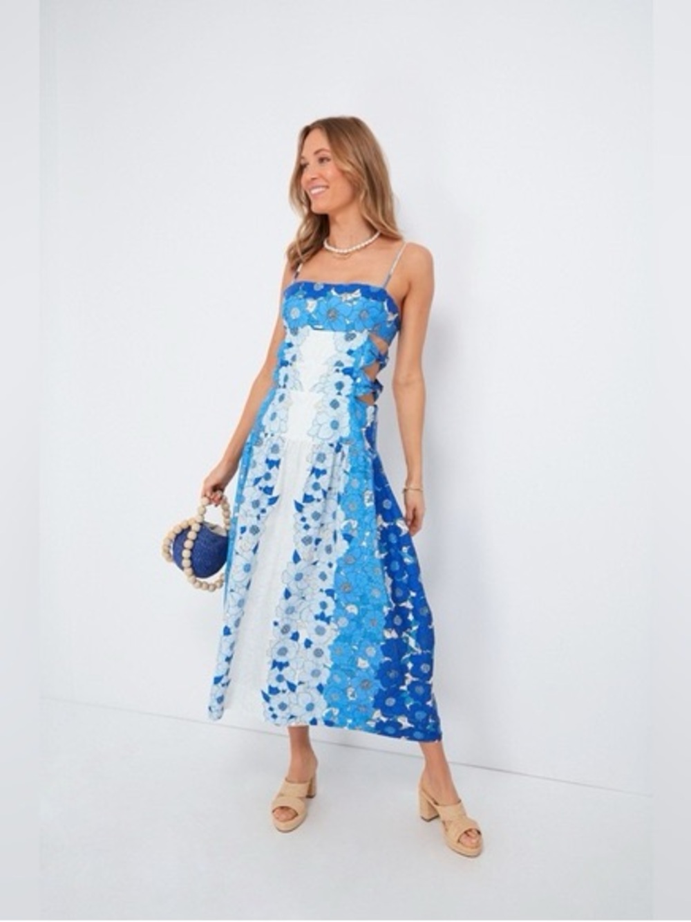 Farm Rio flower stripes midi dress